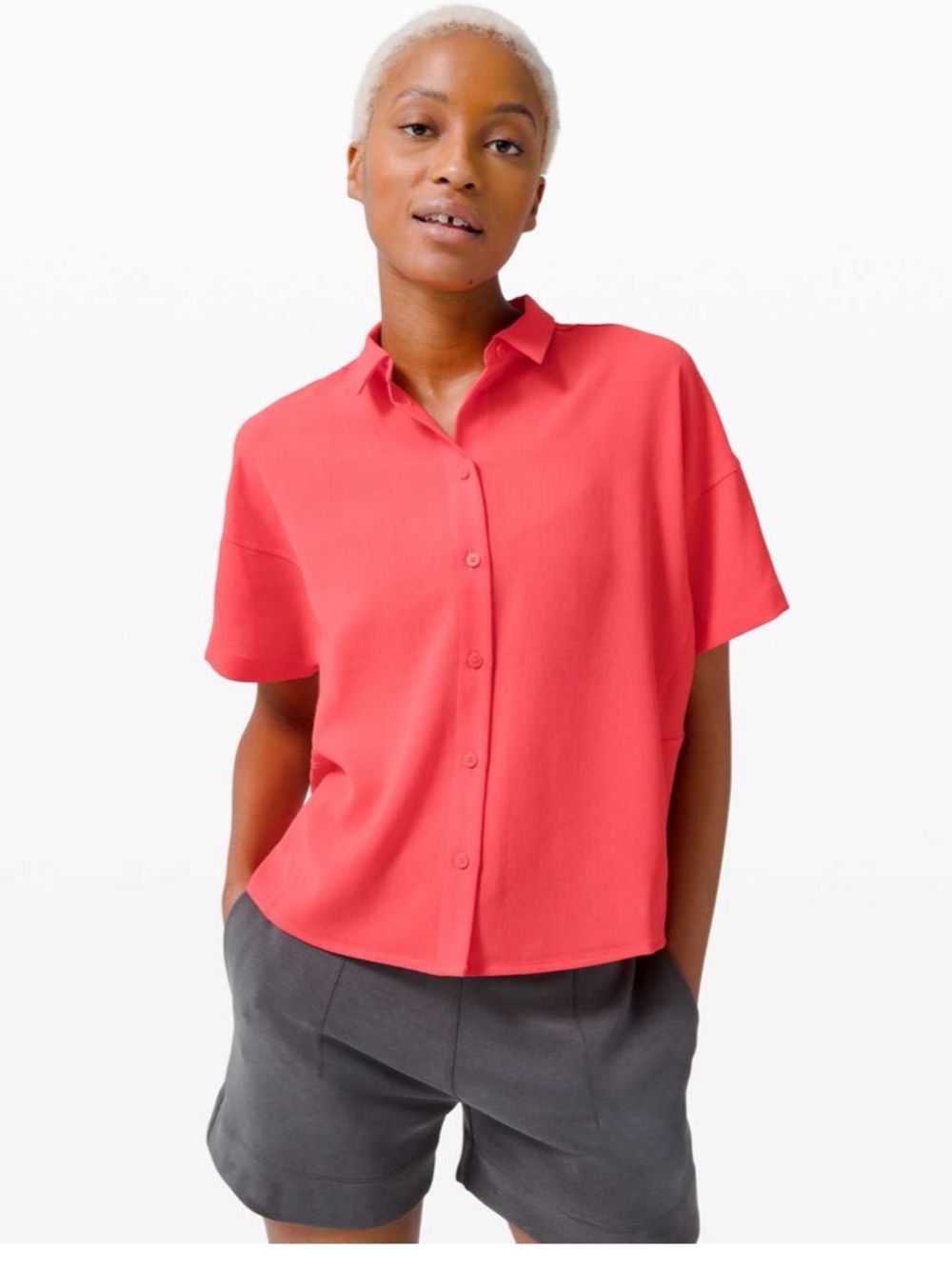 LULULEMON FULL DAY AHEAD SHORT SLEEVE SHIRT CARNATION RED